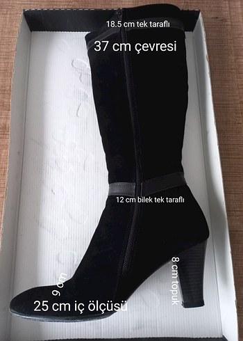 Siyah Süet Stiletto Topuklu Kemerli Çizme - Görsel 8