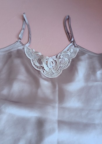 Bej Mini Dantel Detaylı şoetlu saten takim - Görsel 5