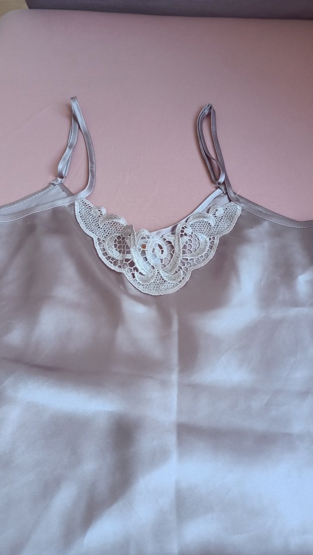 Bej Mini Dantel Detaylı şoetlu saten takim - Görsel 5