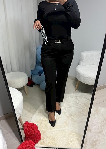 Kadın Siyah Kemerli Pantolon - Görsel 2