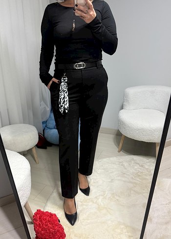 Kadın Siyah Kemerli Pantolon - Görsel 3