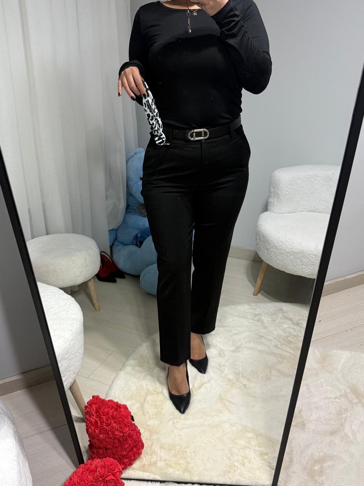 Kadın Siyah Kemerli Pantolon - Görsel 2