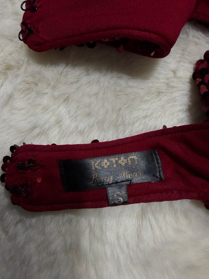 Kırmızı pul paletli  Kadın Elbise - Görsel 2