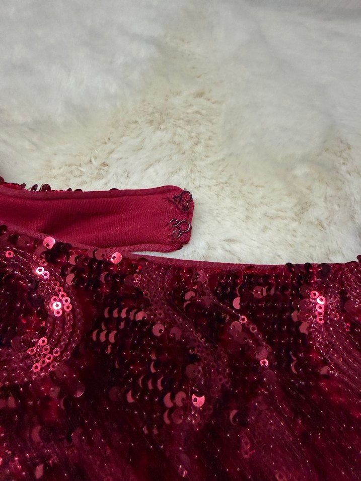 Kırmızı pul paletli  Kadın Elbise - Görsel 3