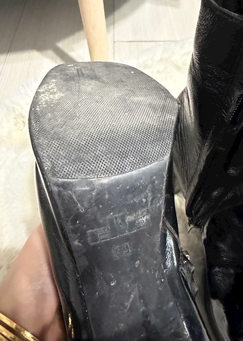 Siyah Deri Platform Topuklu Gotik Bot - Görsel 3