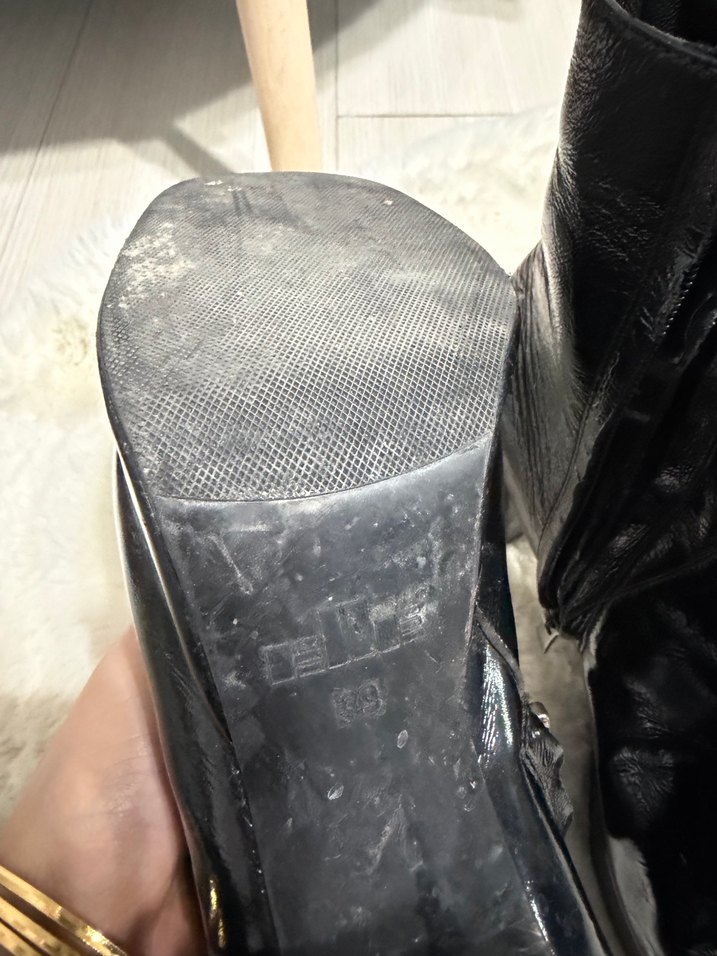 Siyah Deri Platform Topuklu Gotik Bot - Görsel 3