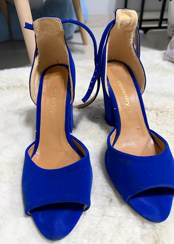 Mavi Süet Kürklü Platform Topuklu Kadın Ayakkabı - Görsel 2