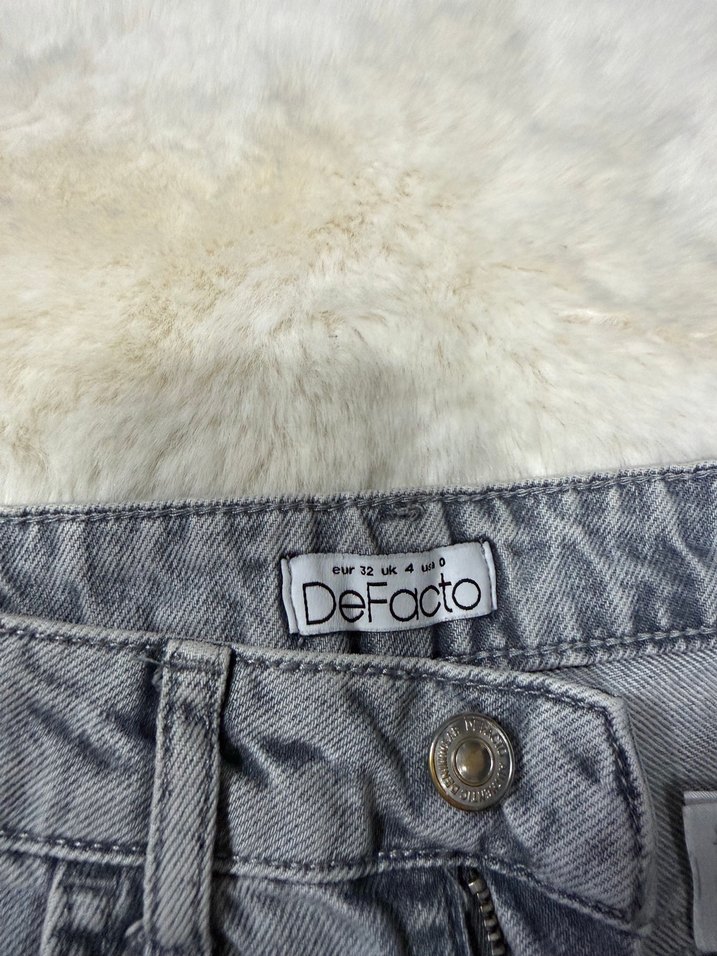 Gri Kadın Kot Pantolon Kürklü Detaylı - Görsel 2