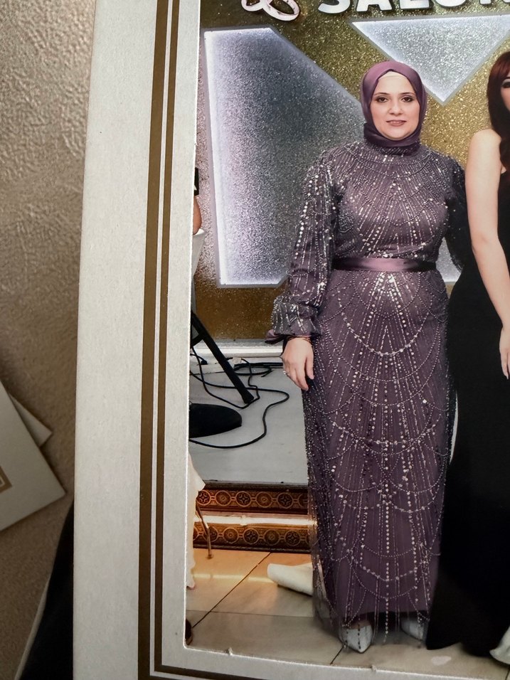 Mor Drapeli Straplez Uzun Abiye Elbise - Görsel 2