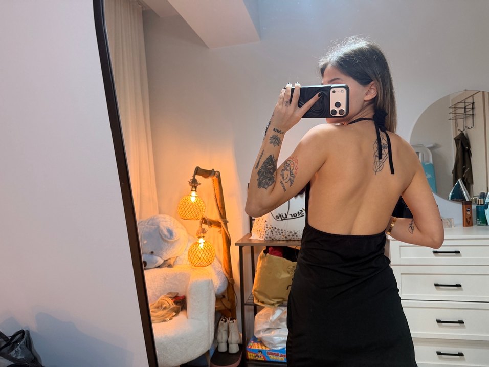 Zincir Detaylı Siyah Mini Halter Boyun Elbise - Görsel 2