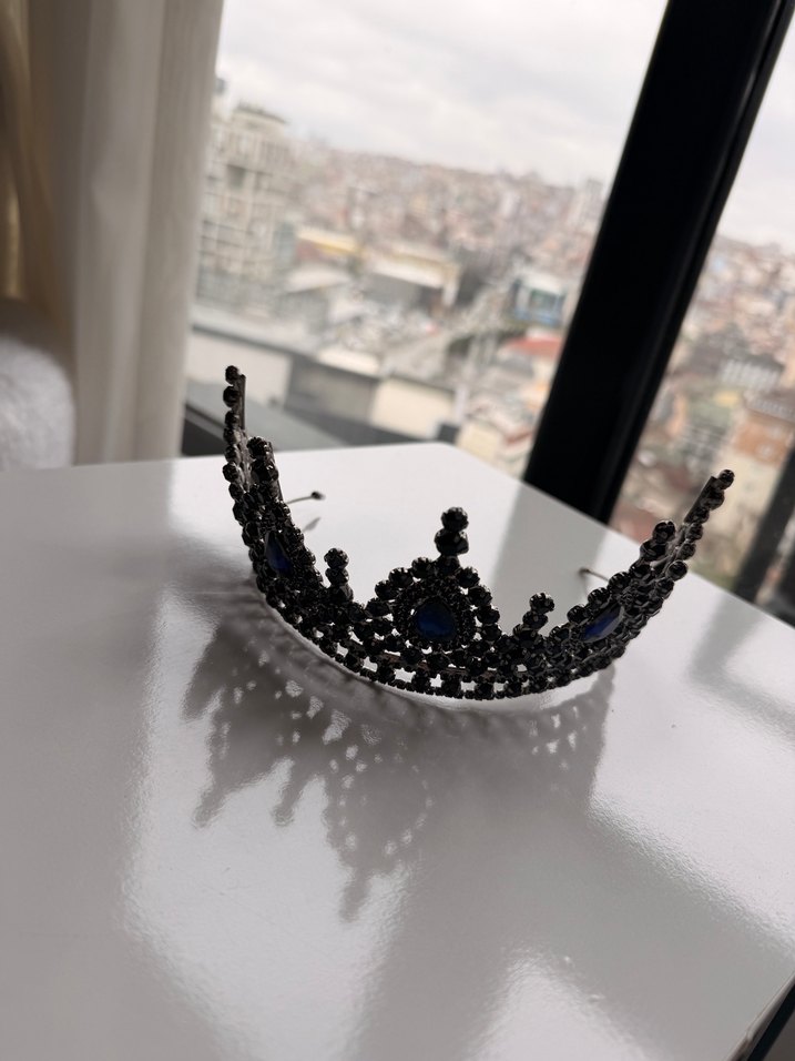 Mavi Parlak  nişan  Cam Taç - Görsel 2