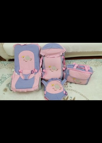 Pembe ve Mor Desenli Bebek Taşıma Seti - Görsel 2