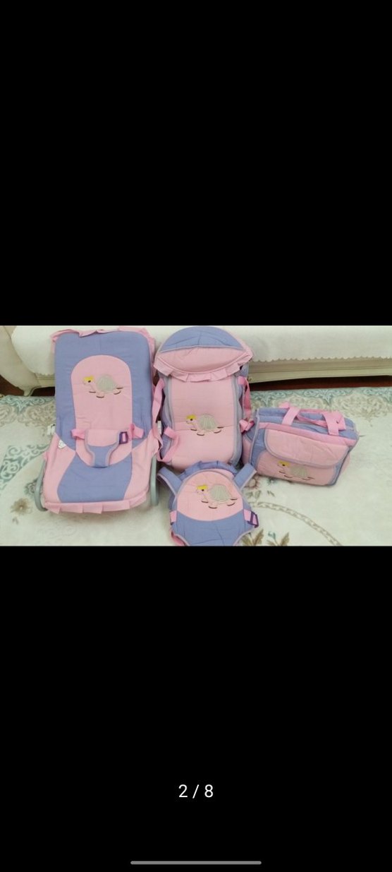 Pembe ve Mor Desenli Bebek Taşıma Seti - Görsel 2