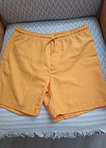 Erkek Parlak Sarı Mini Şort - Görsel 5