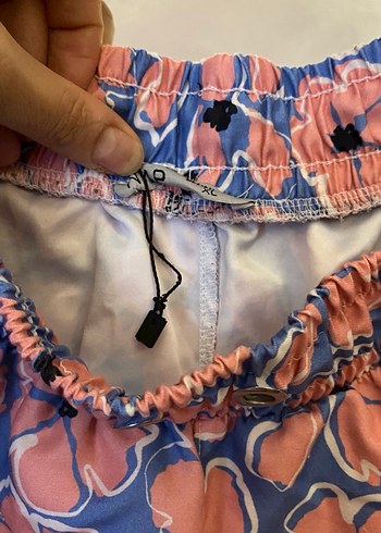 Mavi Pembe Çiçekli Bohem Kadın Şort - Görsel 3