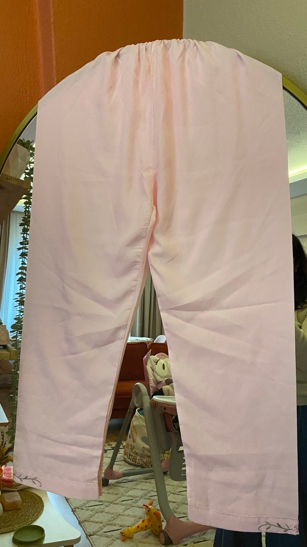 Pembe Kadın Pembe Pijama Takımı Saten - Görsel 4