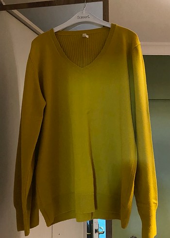 Kadın Sarı  Fitilli Kazak - Görsel 3