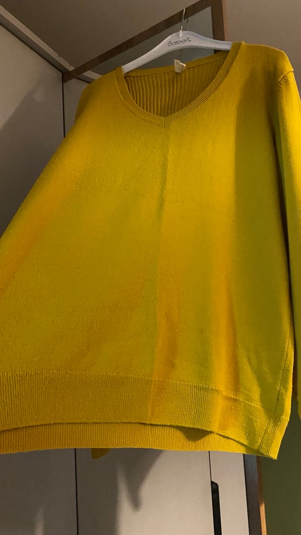 Kadın Sarı  Fitilli Kazak - Görsel 2