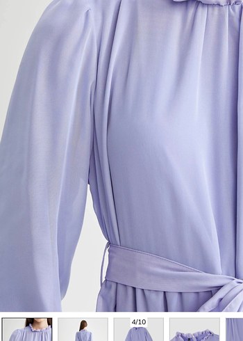 Kadın Mor Uzun Piliseli Elbise - Görsel 3