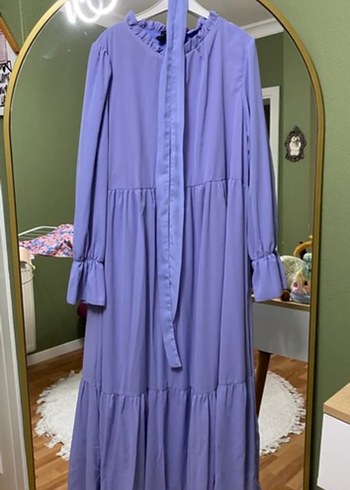 Kadın Mor Uzun Piliseli Elbise - Görsel 6