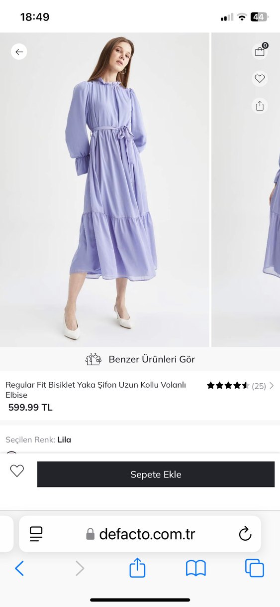 Kadın Mor Uzun Piliseli Elbise - Görsel 2