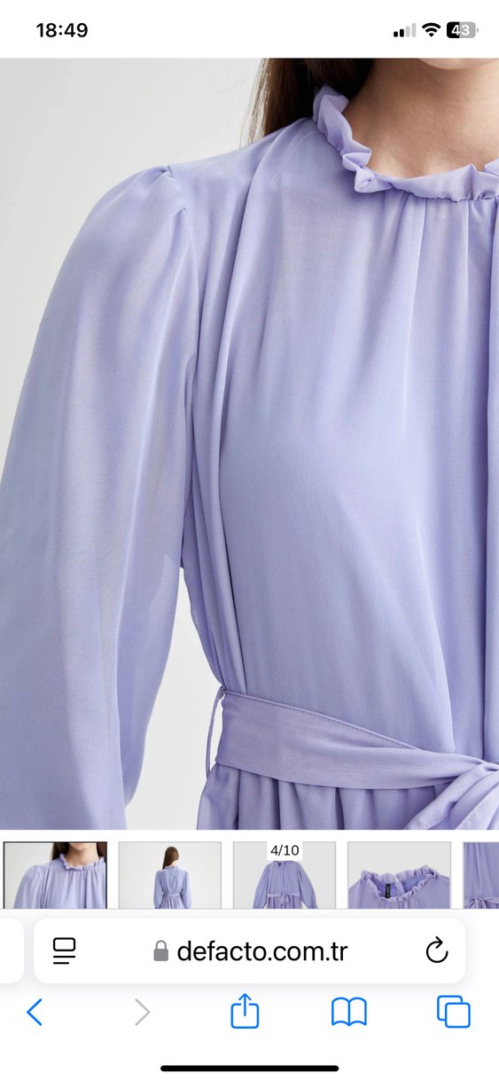 Kadın Mor Uzun Piliseli Elbise - Görsel 3