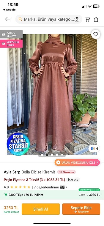 l Beden Kiremit abiye elbise