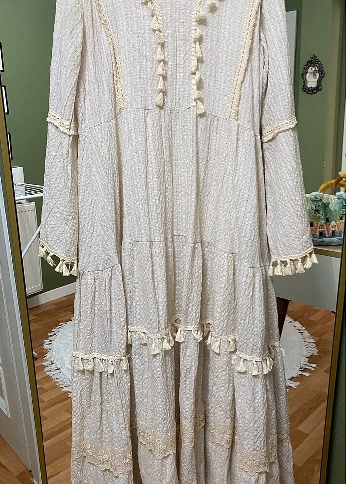 Püsüllü yaz elbisesi - Görsel 4