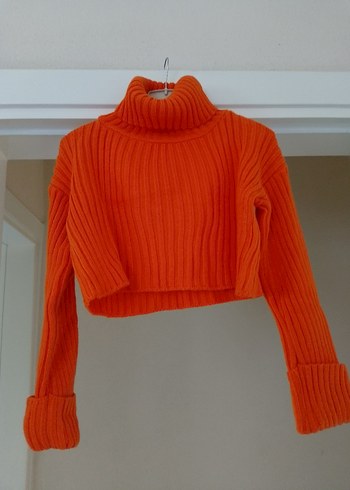 H&M Turuncu Fitilli Boğazlı Mini Kazak
