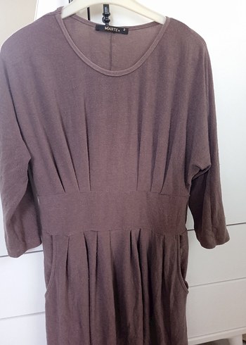 Kahverengi Salaş Hamile Midi Elbise - Görsel 6