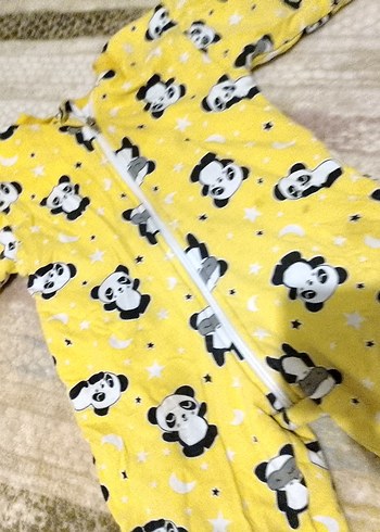 Sarı Panda Desenli Bebek Tulum - Görsel 5