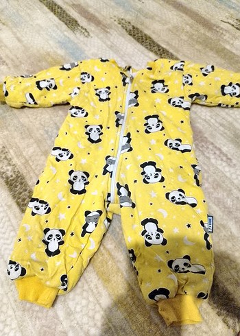 Sarı Panda Desenli Bebek Tulum - Görsel 2