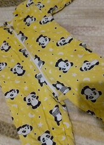 Sarı Panda Desenli Bebek Tulum - Görsel 4