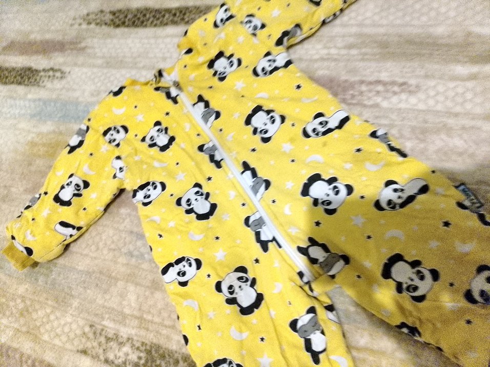 Sarı Panda Desenli Bebek Tulum - Görsel 5