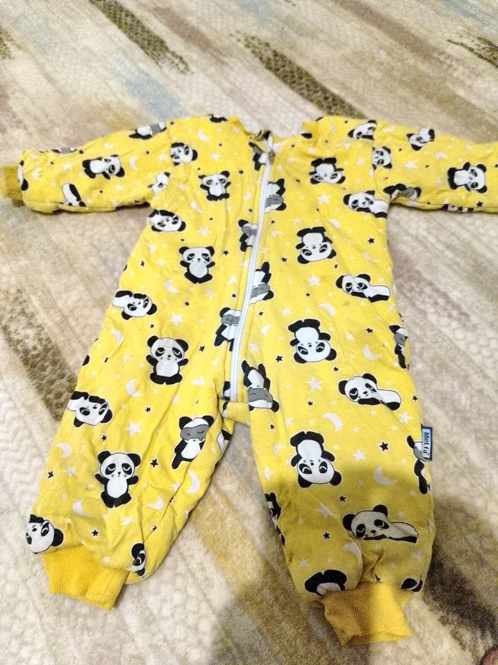 Sarı Panda Desenli Bebek Tulum - Görsel 2