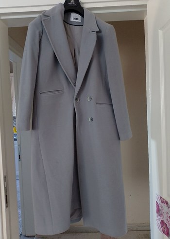 Düğmeli Gri Kadın Uzun Klasik Kaban - Görsel 4