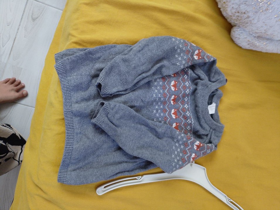 Gri Erkek Çocuk Örgü Kazak - Görsel 3