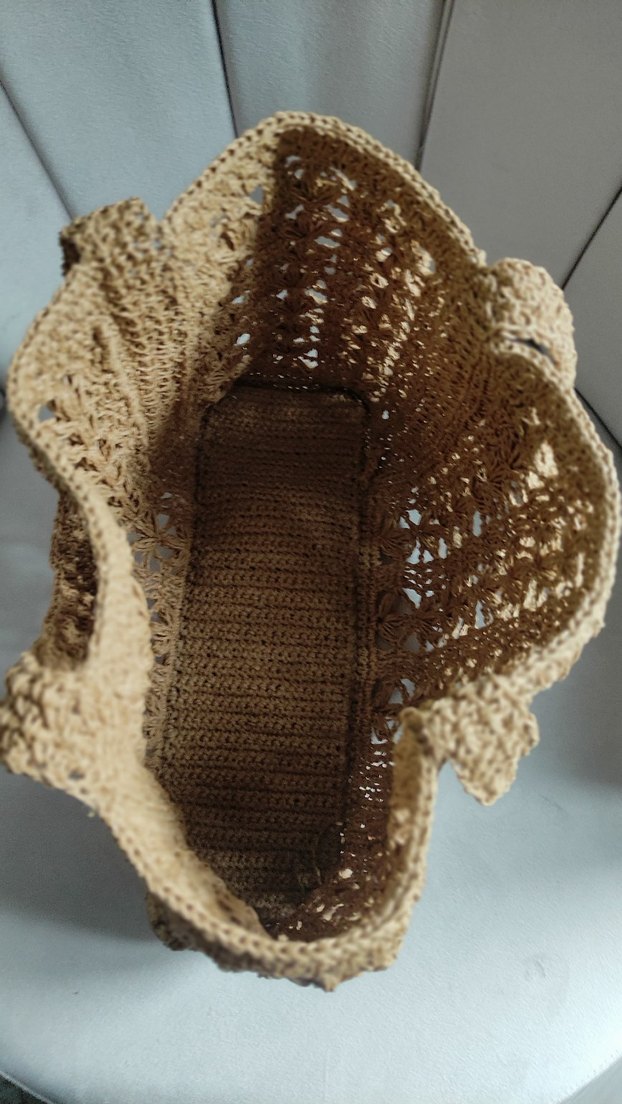 Bej Örgü Bohem Kadın Çantası 
Kağıt İp çanta - Görsel 4