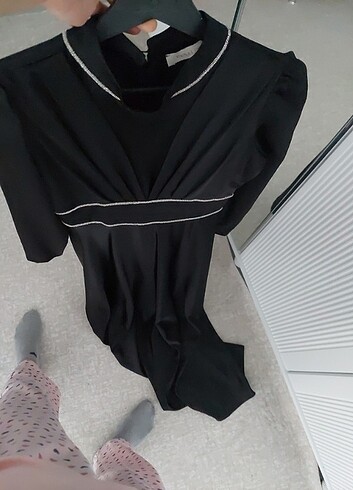 Siyah saten elbise - Görsel 3