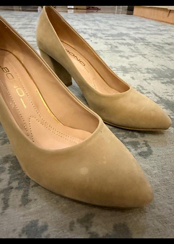 Bej Süet Kadın Topuklu Stiletto - Görsel 4