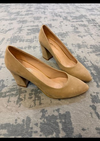 Bej Süet Kadın Topuklu Stiletto - Görsel 3