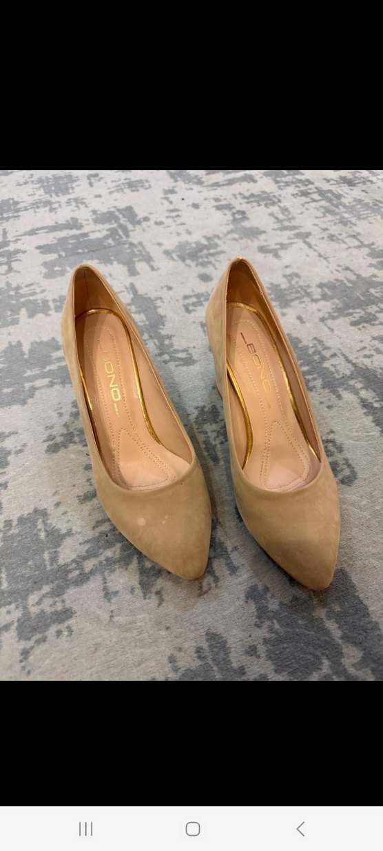 Bej Süet Kadın Topuklu Stiletto - Görsel 2