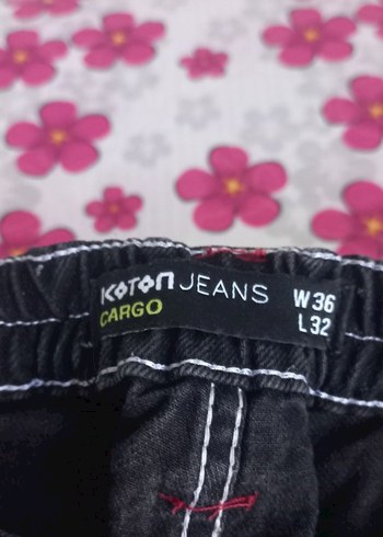 Siyah Bol Kesim Kemerli Kot Pantolon - Görsel 5