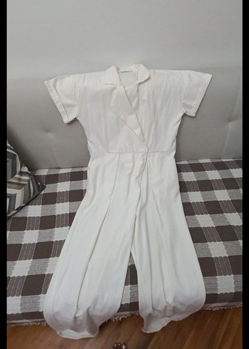 Kadın Beyaz Keten Tulum - Görsel 9