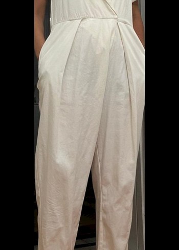 Kadın Beyaz Keten Tulum - Görsel 5