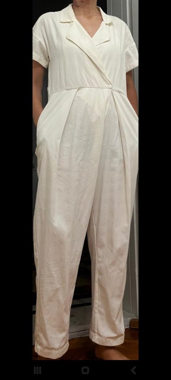 Kadın Beyaz Keten Tulum - Görsel 5