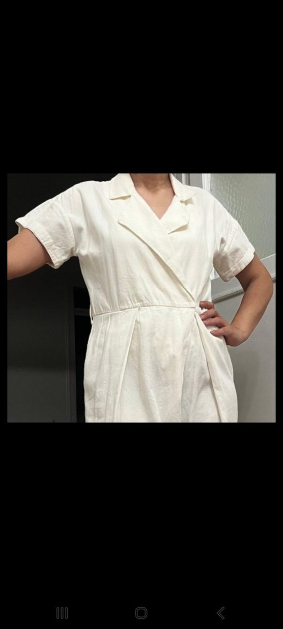 Kadın Beyaz Keten Tulum - Görsel 3