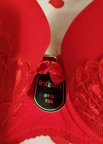 75B destekli Kırmızı Dantel Detaylı Sütyen - Görsel 4