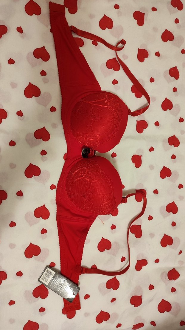 75B destekli Kırmızı Dantel Detaylı Sütyen - Görsel 2