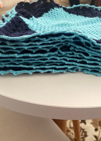 Çocuklar için Mavi Örgü Battaniye 12 adet motif - Görsel 2